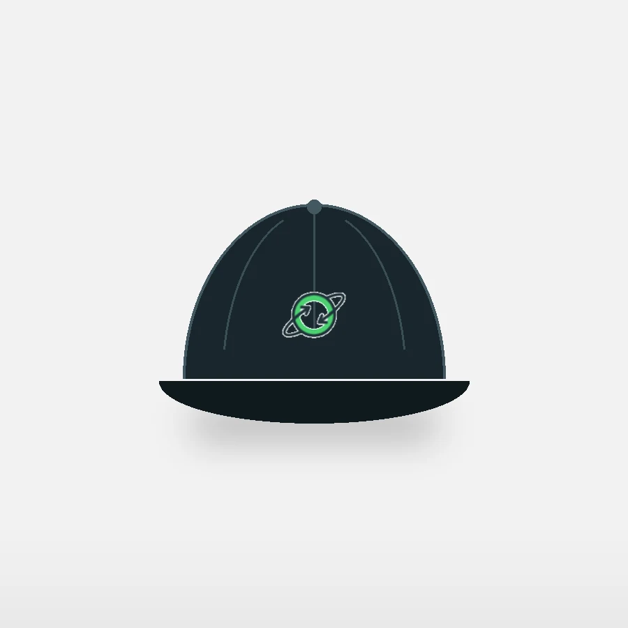 Deep slate six-panel cap with the Online Facilitation Skills mark embroidered at the front