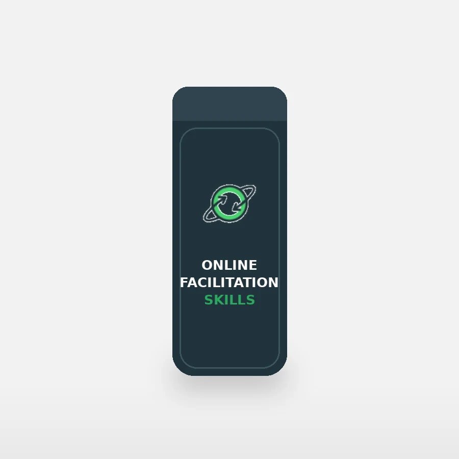 Teal insulated tumbler with the Online Facilitation Skills mark and lockup