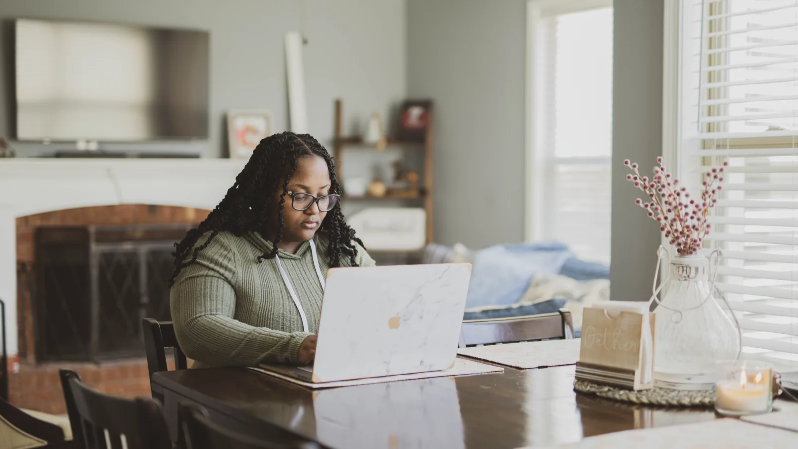 Quiet focused work at a home table
